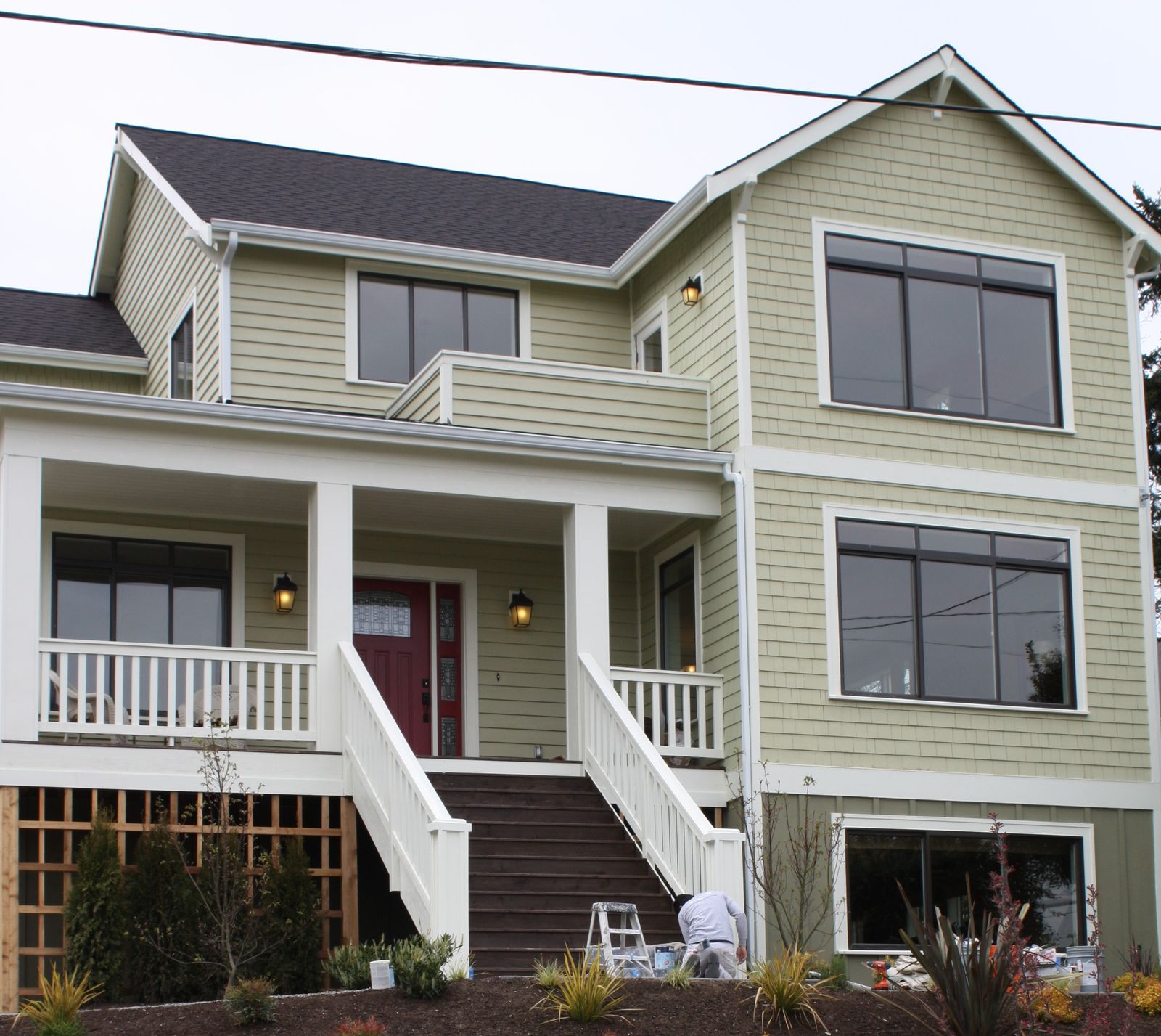 Two-story craftsman home with new exterior paint